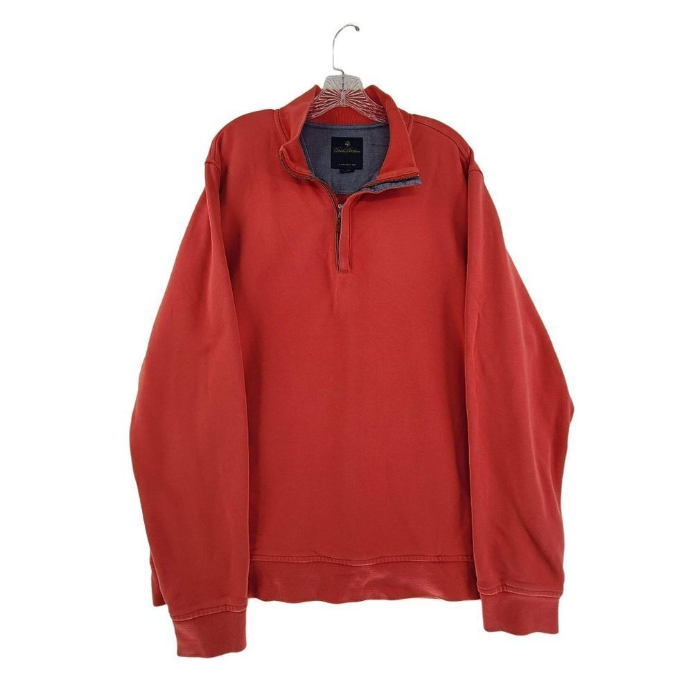 263.  Brooks Brother Men's 1/4 Zip Pullover Sweatshirt Orange Size XL
